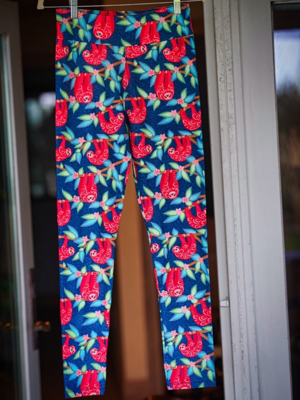 AAL & M Sloth Print Leggings - Red/Blue Boutique Design - One Size